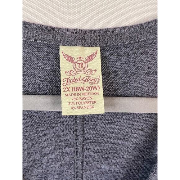 Faded Glory Grey V-neck Top Size 2X - Picture 4 of 5
